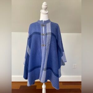 Ice Sheep Pure New Wool Blue Cape Poncho
